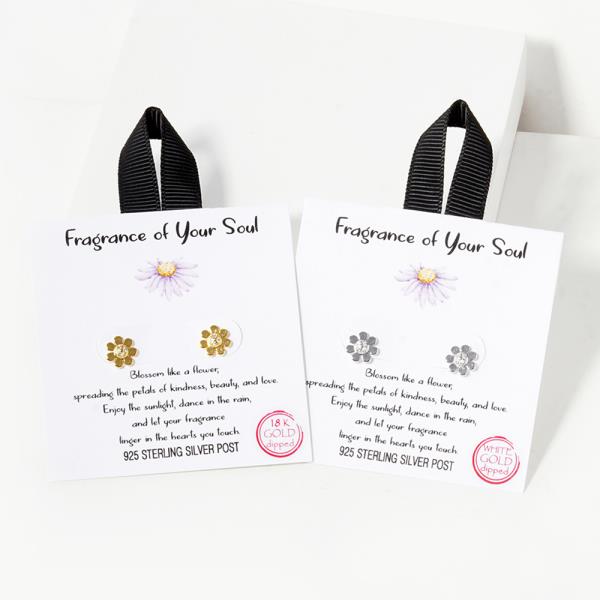 18K GOLD RHODIUM DIPPED FRAGRANCE OF YOUR SOUL FLOWER EARRING