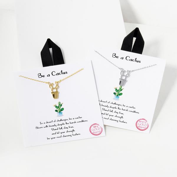 18K GOLD RHODIUM DIPPED BE A CACTUS NECKLACE