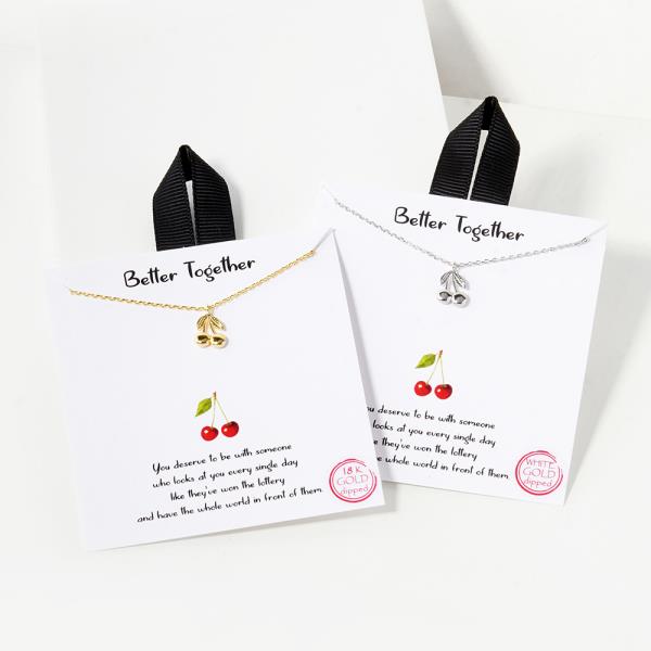 18K GOLD RHODIUM DIPPED BETTER TOGETHER CHERRY NECKLACE