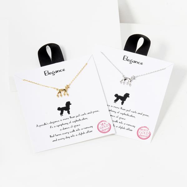 18K GOLD RHODIUM DIPPED ELEGANCE POODLE BREED NECKLACE