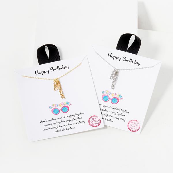 18K GOLD RHODIUM DIPPED HAPPY BIRTHDAY GIRL NECKLACE