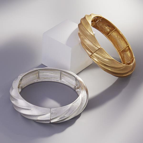 TWISTED SHAPED CHUNKY METAL STRETCH BRACELET