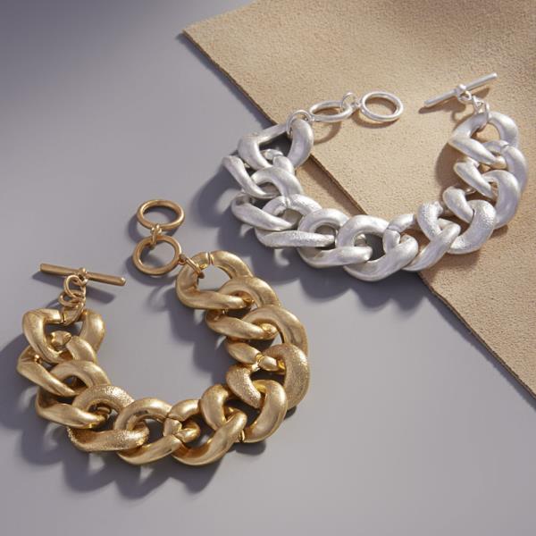 CHUNKY LINK METAL MIXED CHAIN CLASP BRACELET