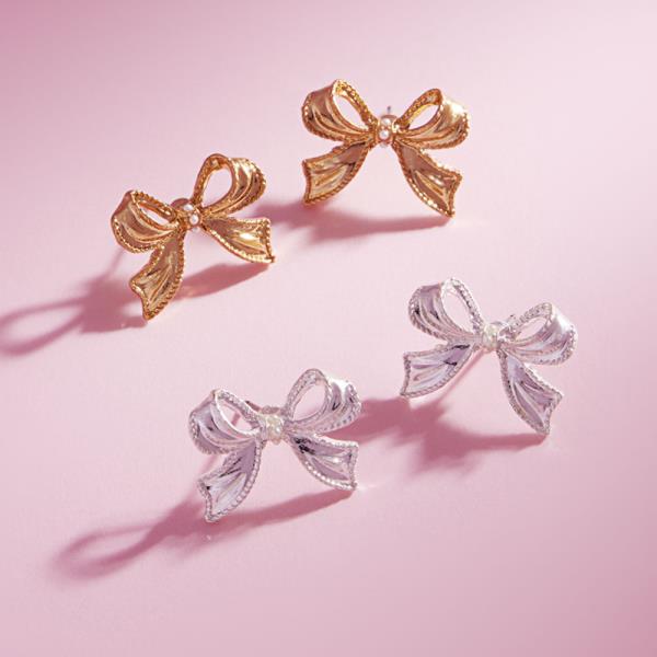 BOW SHAPED METAL POST EARRING