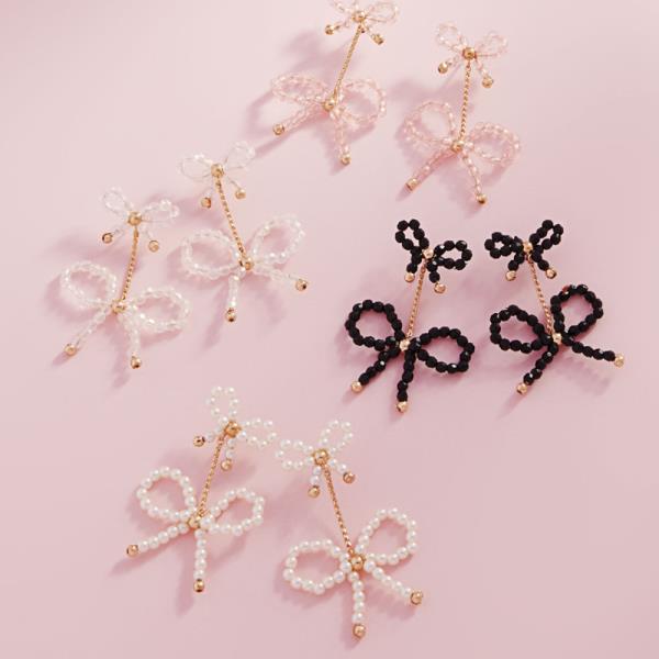 BEADED DOUBLE BOW POST EARRING