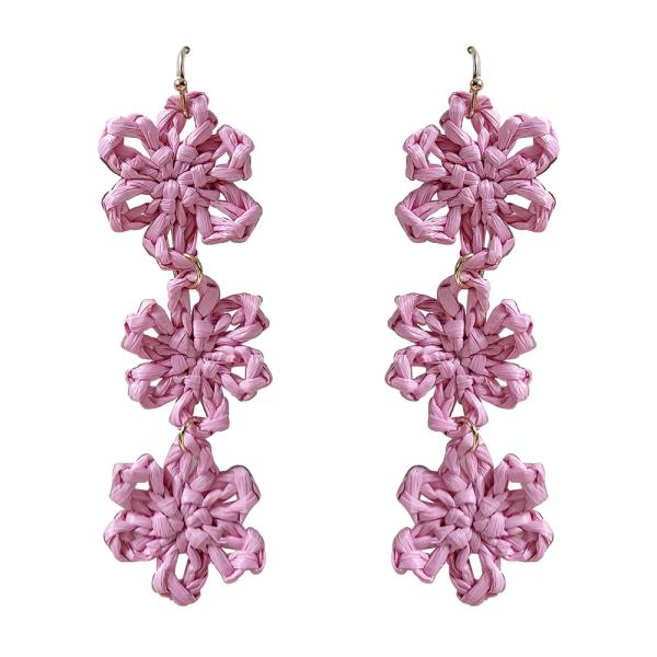 RAFFIA FLOWER DANGLE EARRING