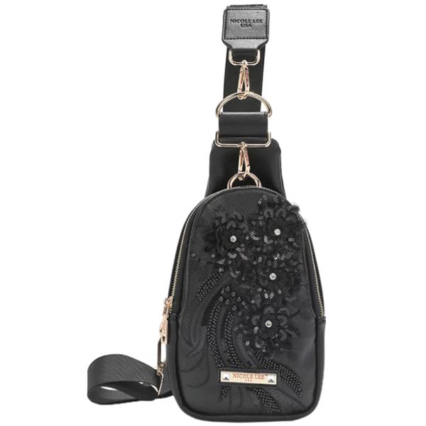 NICOLE LEE FLOWER SEQUIN SLING BAG