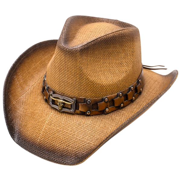 FASHION HARD STRAW WESTERN TRIM COWBOY HAT
