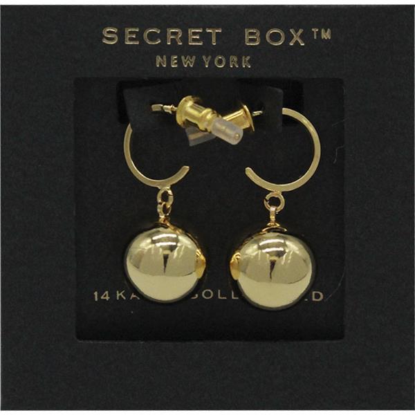 SECRET BOX 14K GOLD DIPPED BALL HOOP