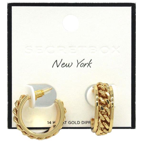 SECRET BOX 14K GOLD DIPPED HOOP EARRING