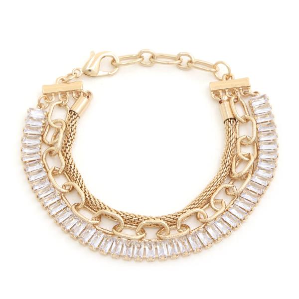 OVAL LINK CRYSTAL LAYERED BRACELET
