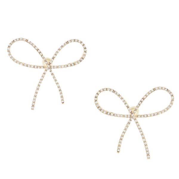 RHINESTONE BOW EARRING