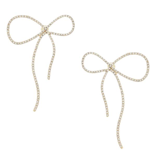 RHINESTONE BOW EARRING