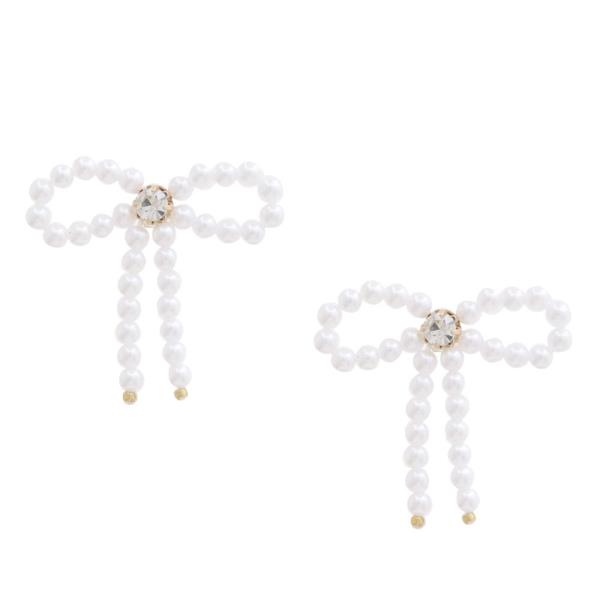 PEARL BEAD BOW EARRING