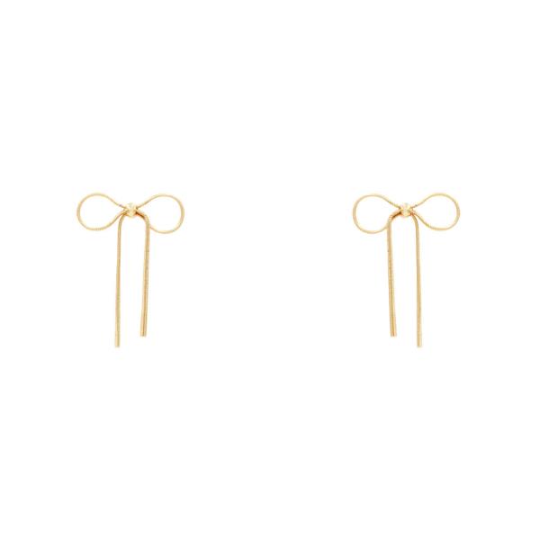 METAL RIBBON BOW POST EARRING