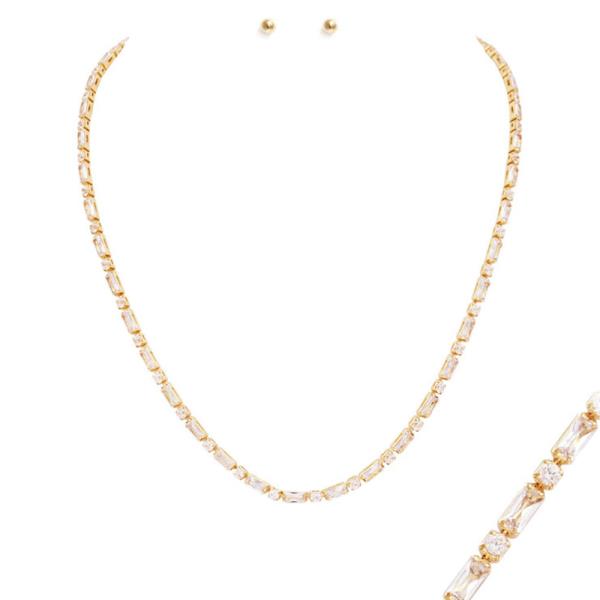 RHINESTONE NECKLACE EARRING SET