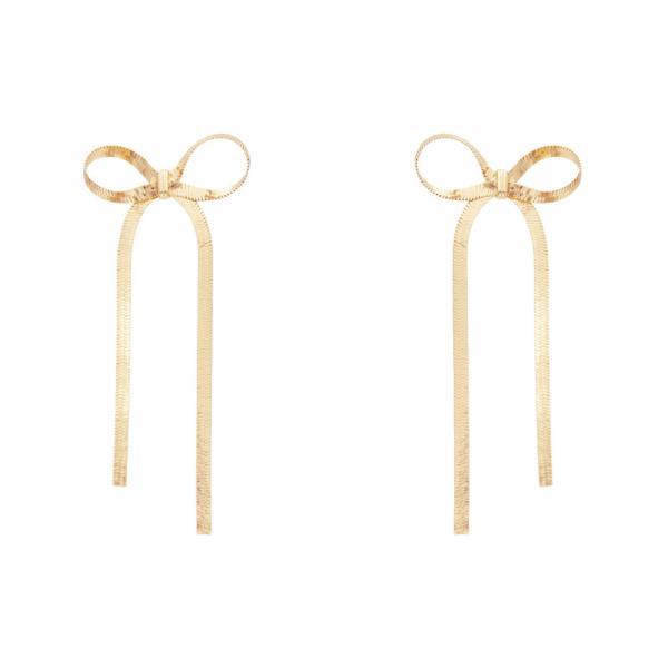 METAL RIBBON BOW POST EARRING