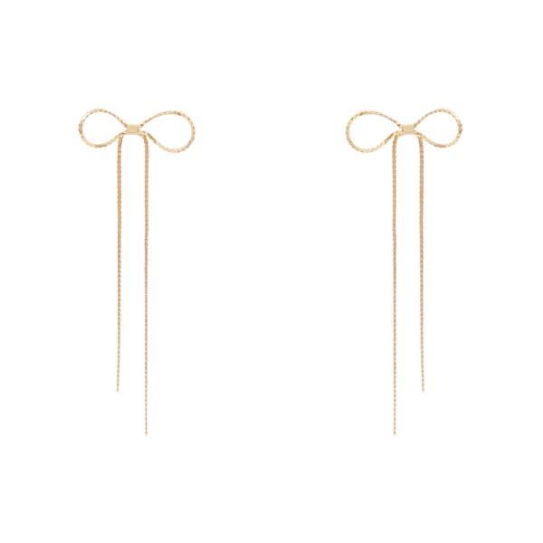 METAL RIBBON BOW POST EARRING