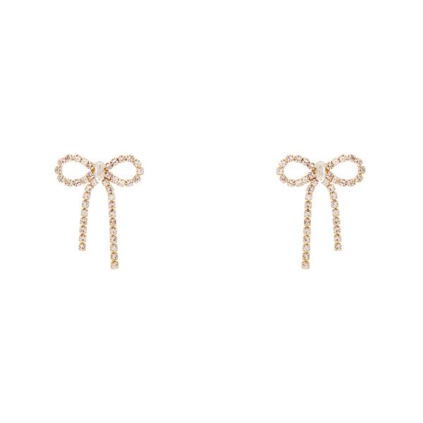 RHINESTONE RIBBON BOW POST EARRING