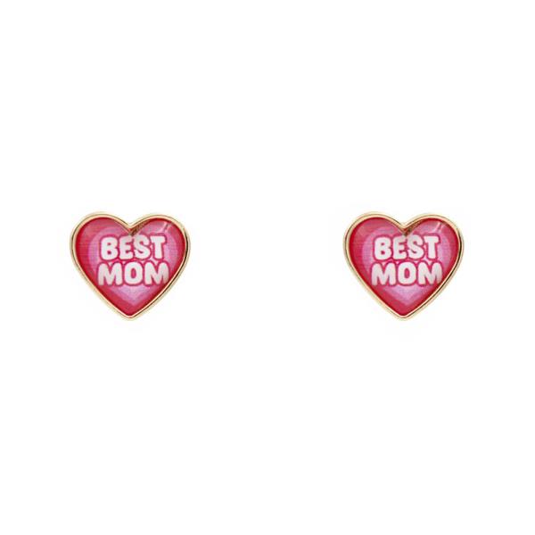 BEST MOM HEART STUD EARRING