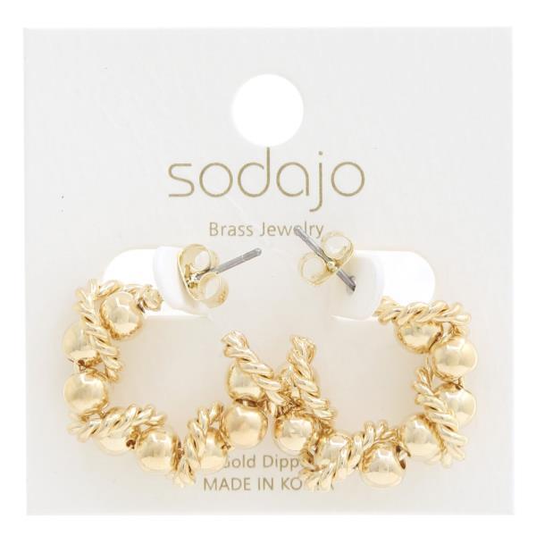SODAJO BALL TWIST OPEN HOOP GOLD DIPPED EARRING
