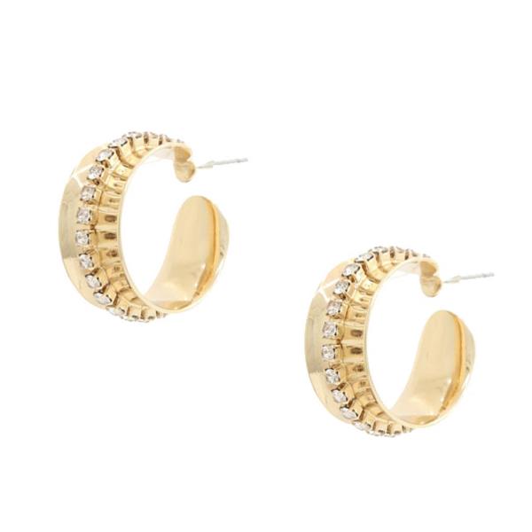 SODAJO CRYSTAL OPEN HOOP GOLD DIPPED EARRING