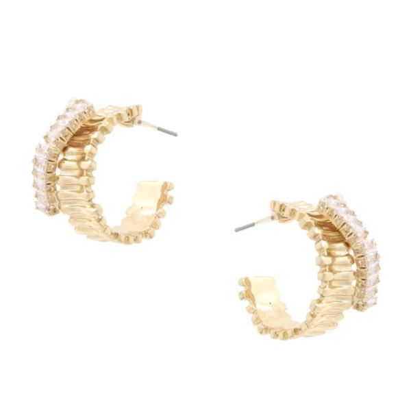 SODAJO CZ GOLD DIPPED METAL OPEN HOOP EARRING