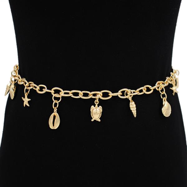 METAL SEA LIFE CHARM CHAIN BELT
