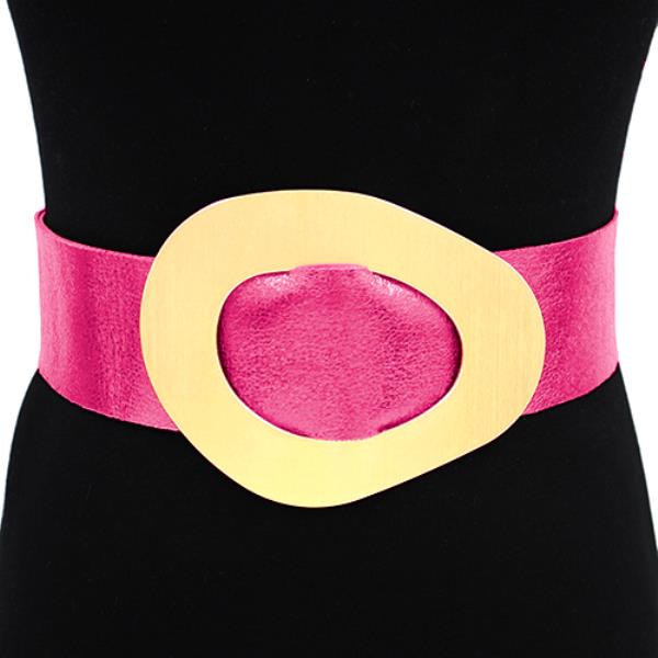WIDE METAL OVAL BUCKLE BELT