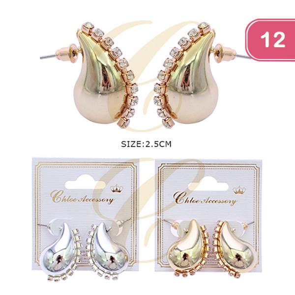 RHINESTONE TEARDROP EARRING (12 UNITS)