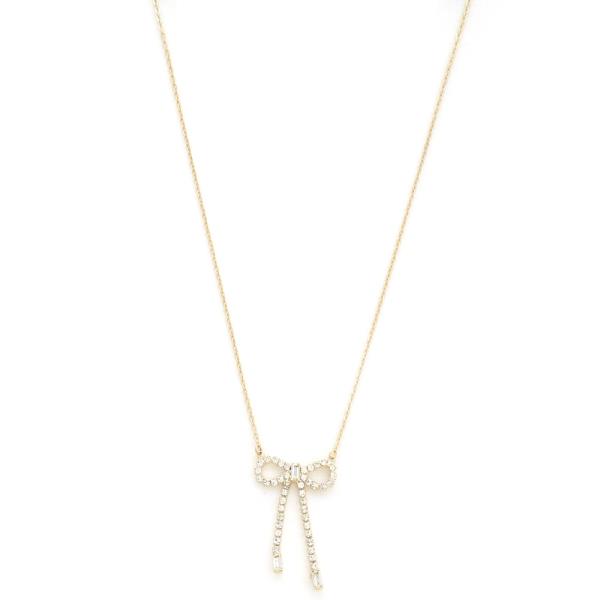 RHINESTONE RIBBON PENDANT NECKLACE