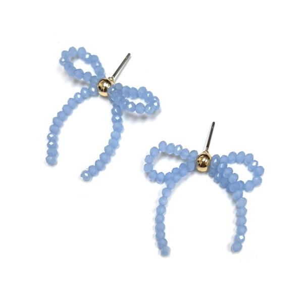 RIBBON BOW BEAD POST EARRING