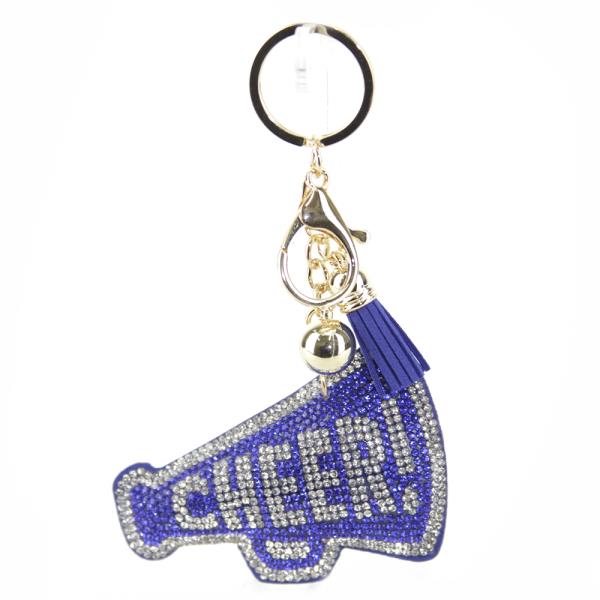 RHINESTONE CHEER KEYCHAIN WITH TASSEL