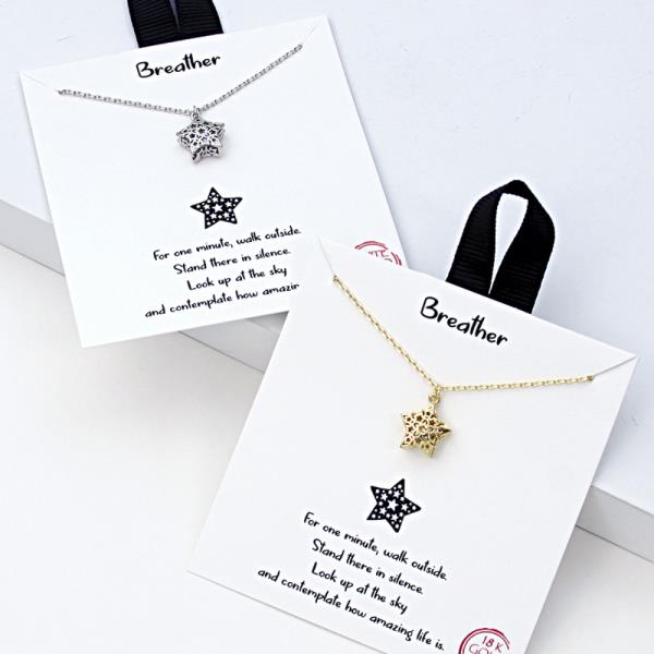 18K GOLD RHODIUM DIPPED BREATHER STAR NECKLACE