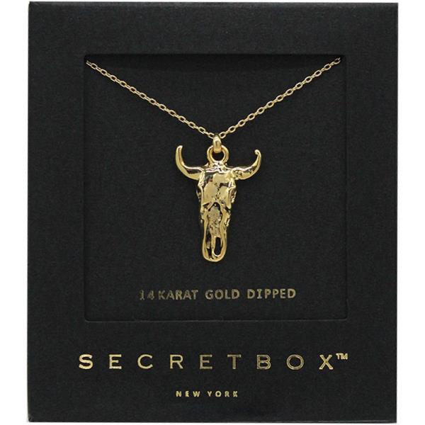 SECRET BOX 14K GOLD DIPPED SKULL PENDANT NECKLACE