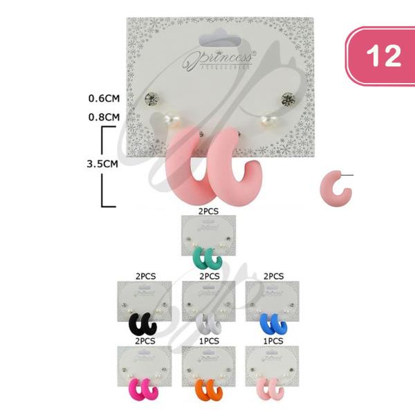 HOOP AND STUD EARRING SET (12 UNITS)