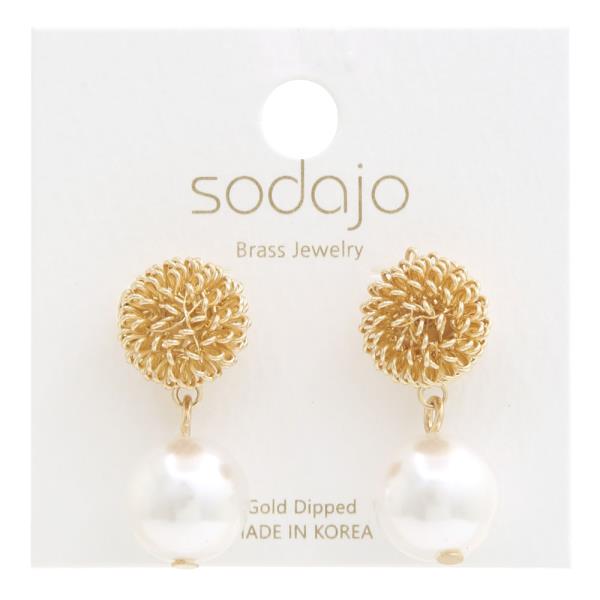 SODAJO PEARL BEAD WIRE BEAD GOLD DIPPED EARRING