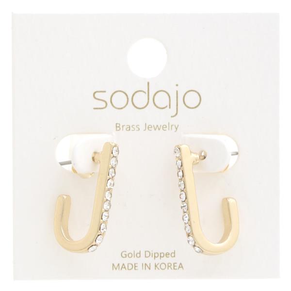 SODAJO OPEN OVAL RHINESTONE GOLD DIPPED EARRING