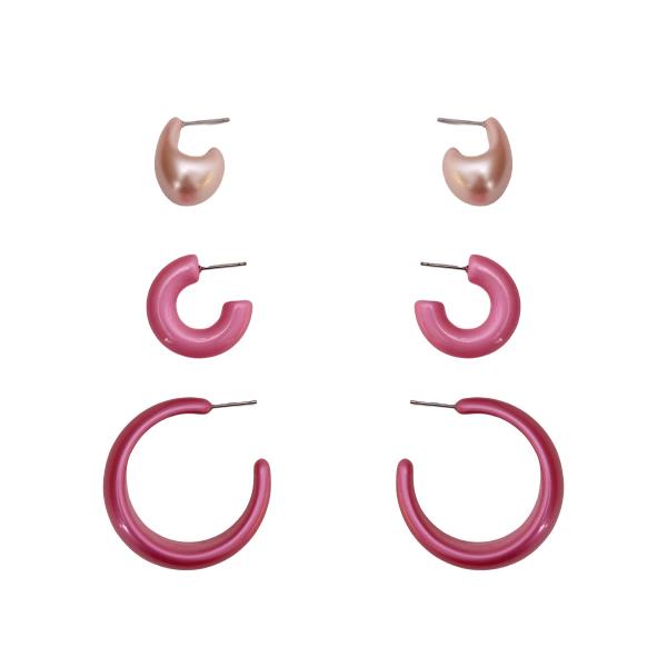 C HOOP EARRING 3 PAIR SET