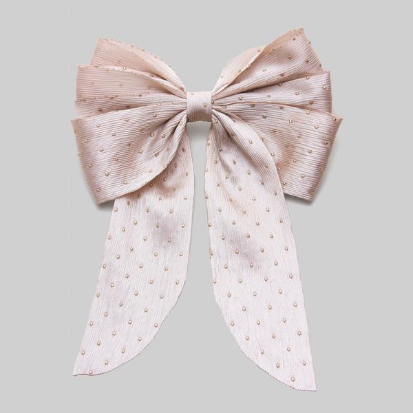 METAL STUDDED RIBBON BOW HAIR PIN