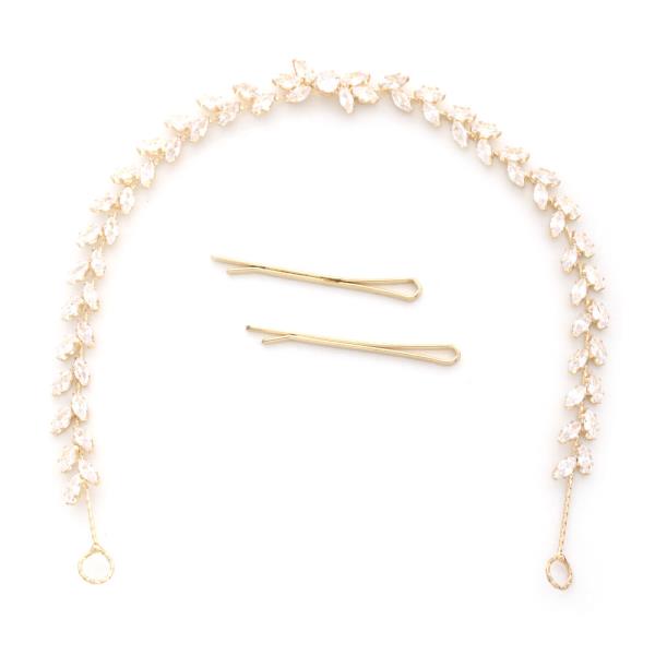 LEAF PATTERN RHINESTONE HAIR VINE