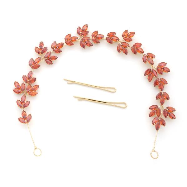 LEAF PATTERN RHINESTONE HAIR VINE