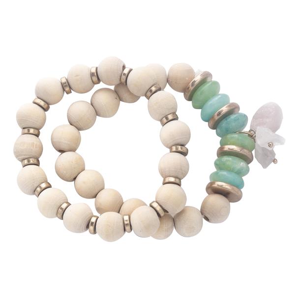 WOOD BEAD STRETCH BRACELET