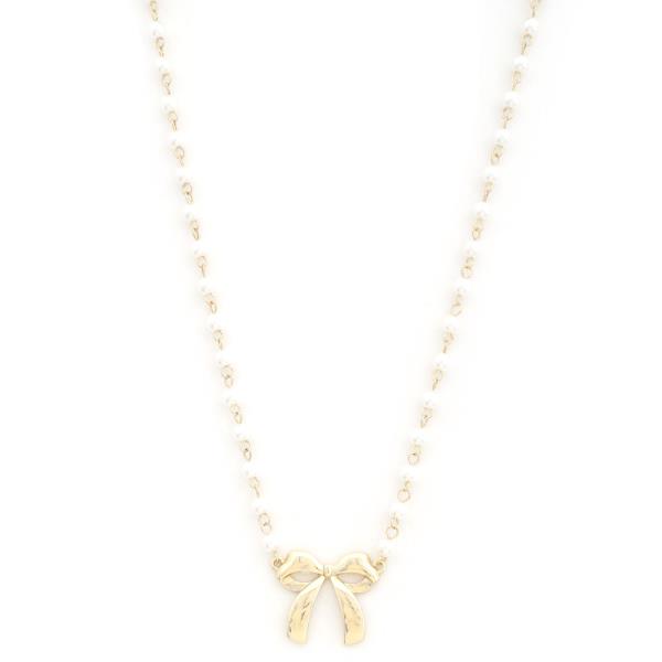 BOW PEARL BEAD NECKLACE