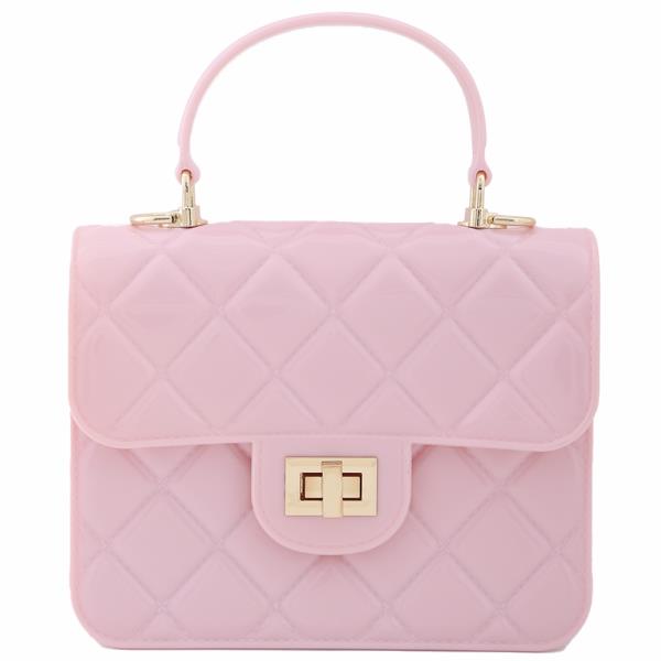 QUILTED JELLY BAG WITH METAL CHAIN CROSS BODY