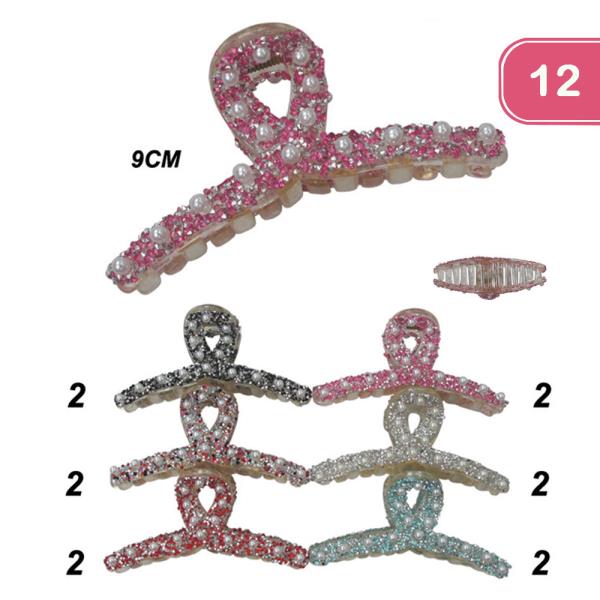 GLITTER PEARL HAIR CLIP (12 UNITS)