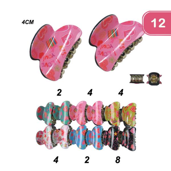 I LOVE YOU PRINT HAIR CLIP (12 UNITS)