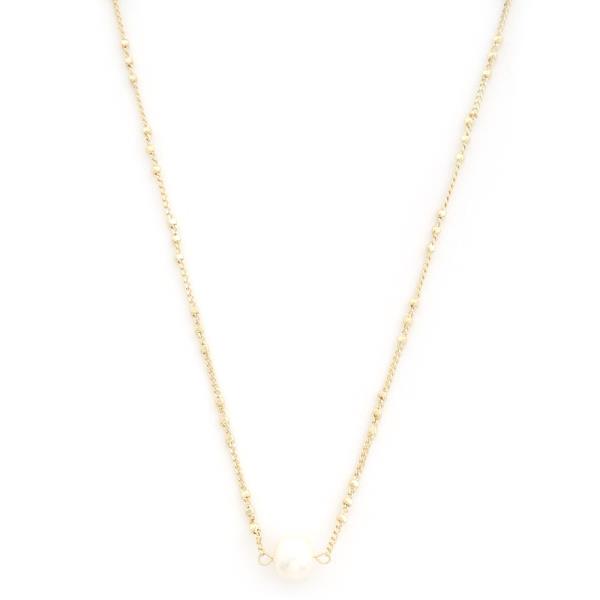 PEARL BEAD BALL LINK NECKLACE