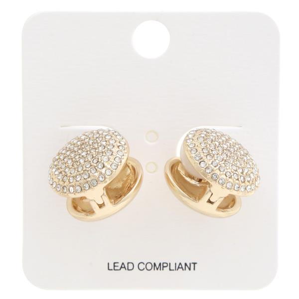 RHINESTONE ROUND METAL EARRING