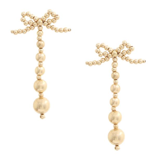 RIBBON BOW BEADED EARRING